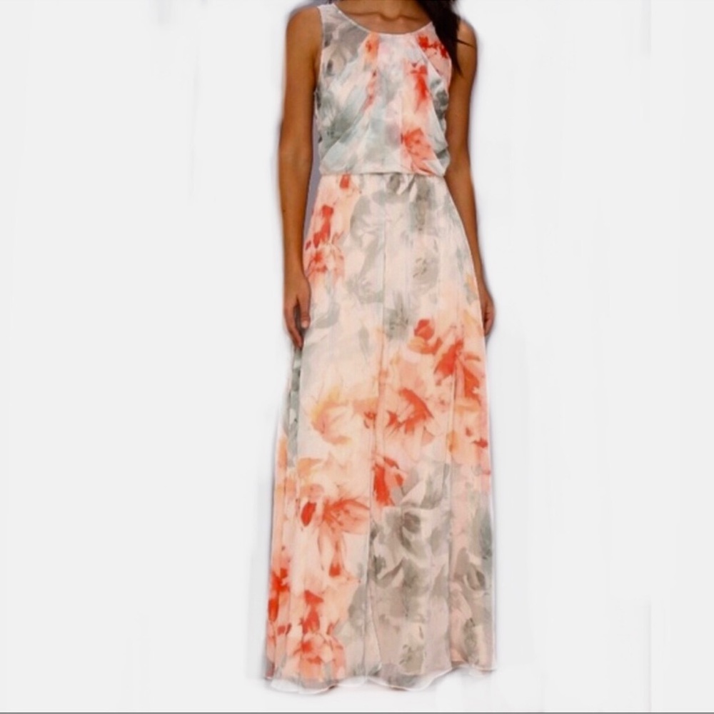NWOT Vince Camuto floral maxi white gray coral dress 6